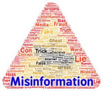 A triangle warning sign made up of words like 