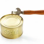 38156427 - opening of the can with spam over white background