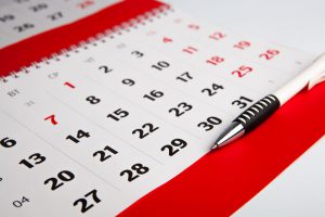 A photo of a calendar